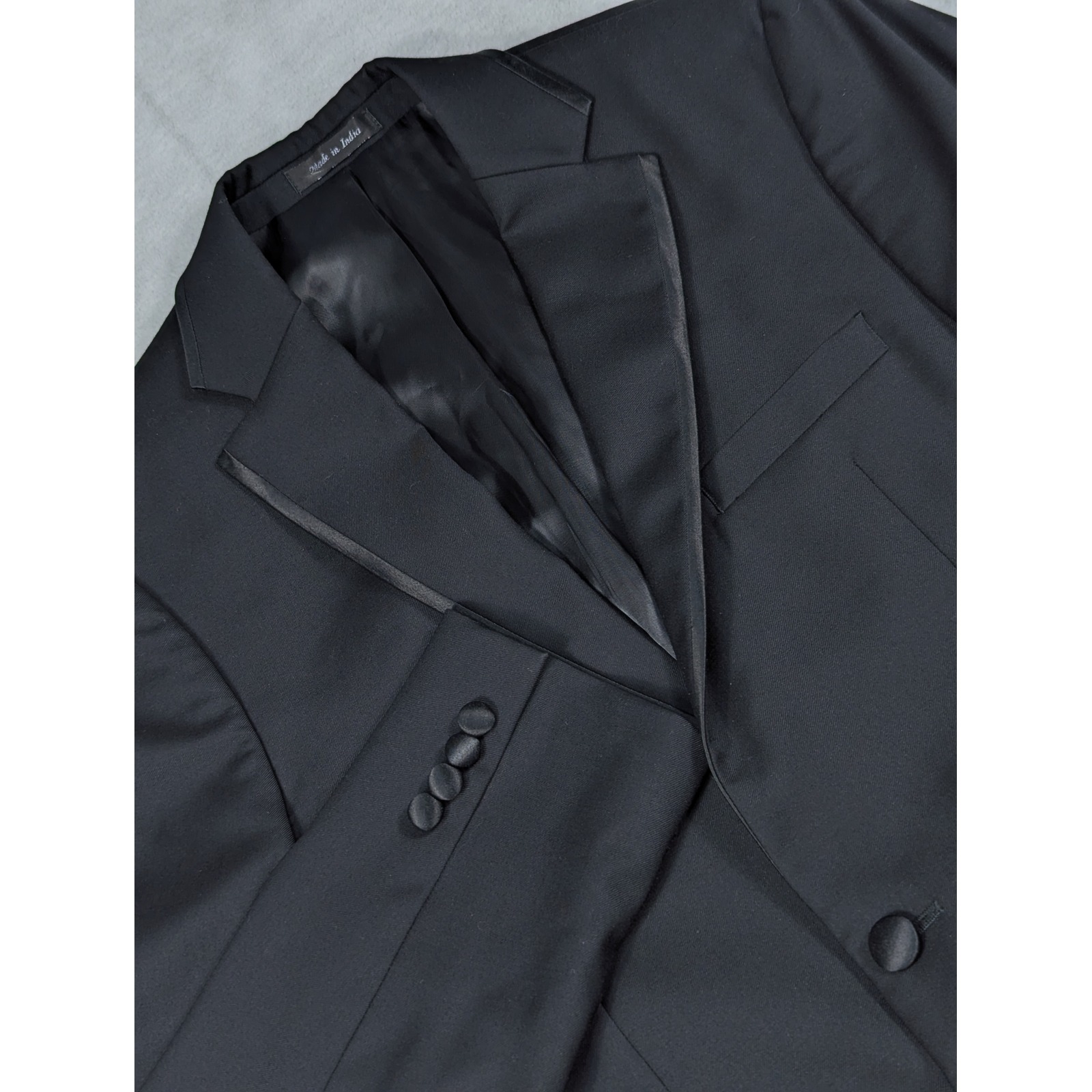 Calvin Klein Mens Wool Tuxedo Jacket Solid Black Size 38l